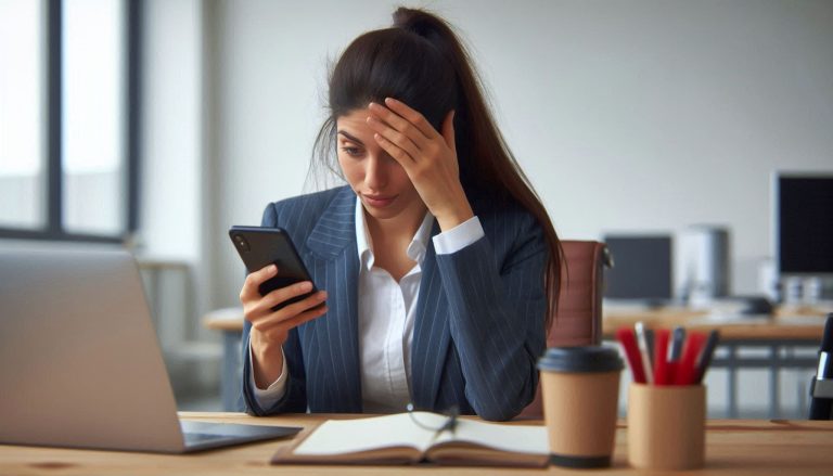 lavoratrice con espressione accigliata