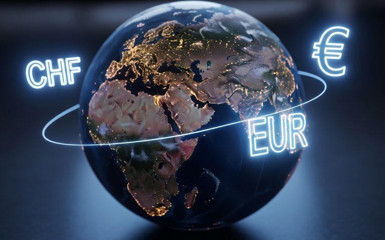 Globo terrestre con evidenziate crisi geopolitiche e valute
